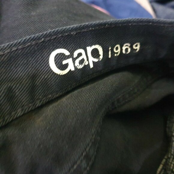 GAP Girlfriend Jeans Women’s Size 24 R Black Destroy Destroyed Distressed Denim - Picture 8 of 8